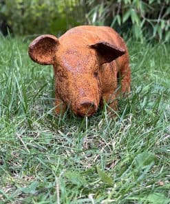 Schwein aus Gusseisen (Größe S) | Gartenfigur Edelrost – Bild 3