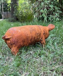 Schwein aus Gusseisen (Größe S) | Gartenfigur Edelrost – Bild 5