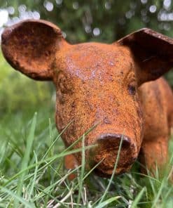 Schwein aus Gusseisen (Größe S) | Gartenfigur Edelrost – Bild 4